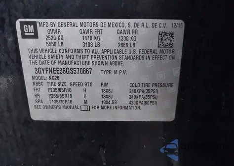 2016 Cadillac Srx Luxury Collection from USA, damaged, VIN 3GYFNEE36GS570867